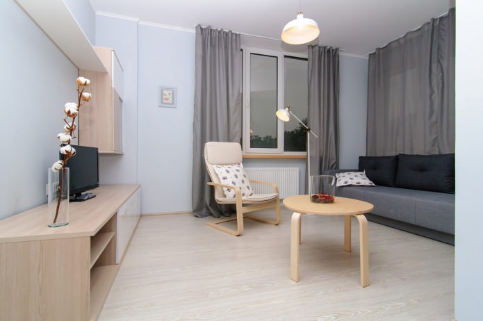 living room in the design of a studio apartment