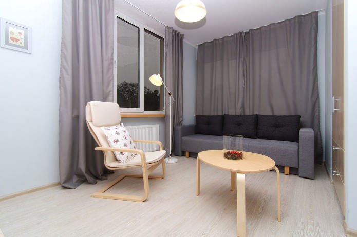 Wohnzimmer im Design eines Studio-Apartments