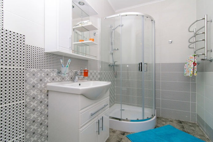 design of a bright bathroom with shower