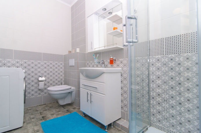 design of a bright bathroom with shower