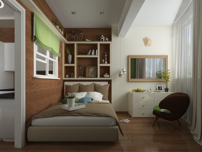 ห้องนอนในโครงการออกแบบตกแต่งภายในอพาร์ตเมนต์