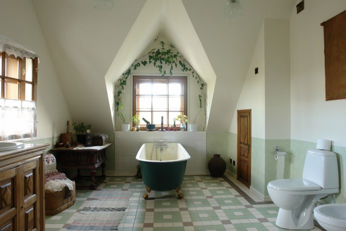 vidéki stílusú fürdőszoba