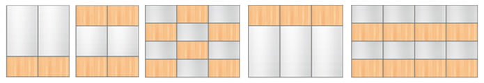 options for combining the facades of the wardrobe
