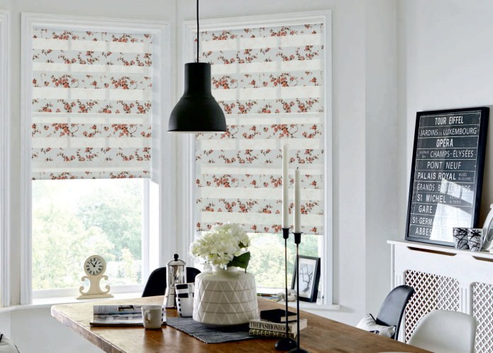 window decoration with roman blinds