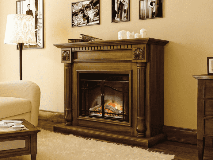 fireplace with wood body