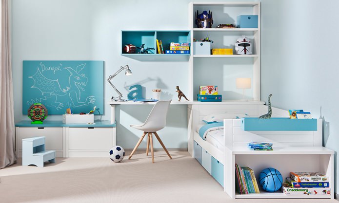 Turquoise children's room for a boy