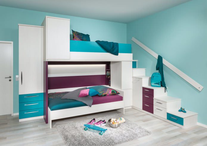turquoise color in the children's room for two children
