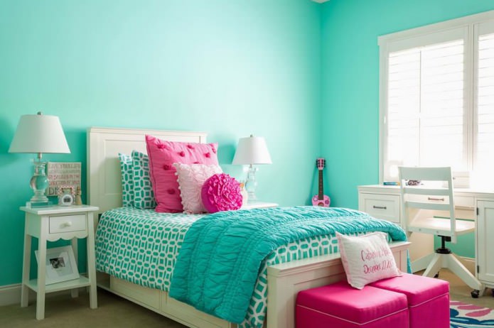 turquoise pink color in the children's room