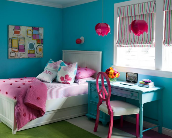 тиркизно розе боје у дечијој соби