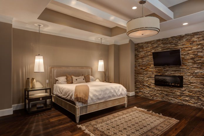 finishing the bedroom with decorative stone