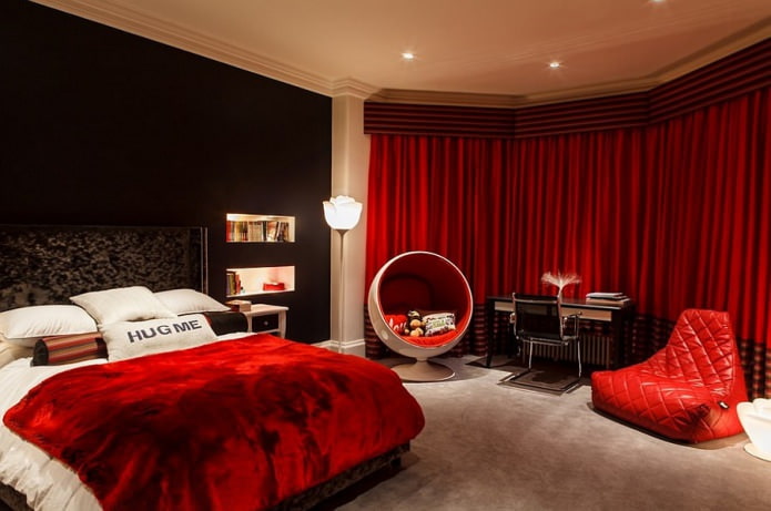 red bedroom interior