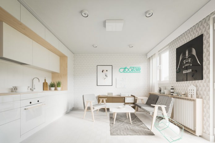 Design of a small studio apartment of 20 sq. m.
