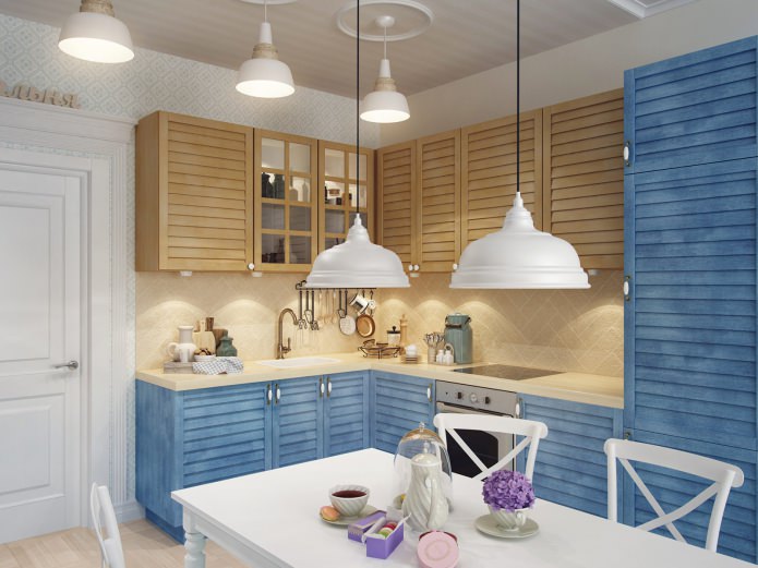 kitchen set with shutters