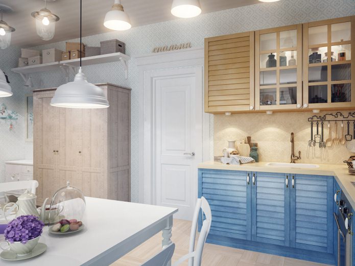 kitchen set with shutters