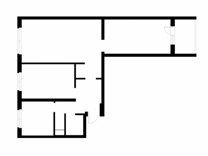 The layout of a three-room apartment is 60 sq. m. in a house of type II-49