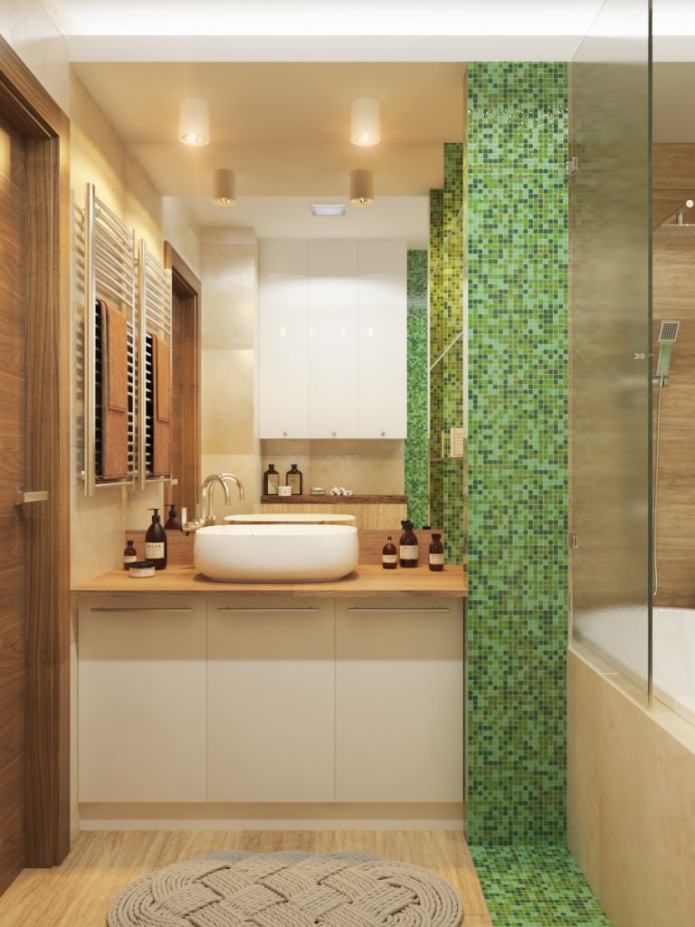 ентеријер купатила у смеђе-зеленој боји