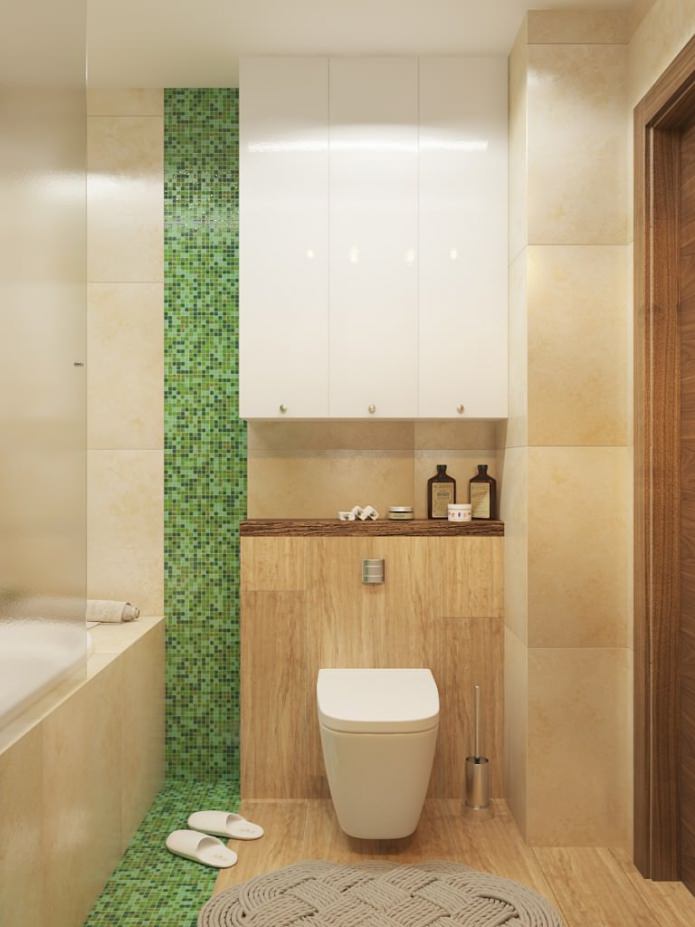 bathroom interior in brown-green color