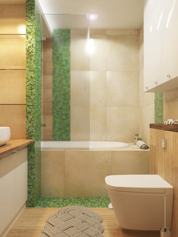 ентеријер купатила у смеђе-зеленој боји