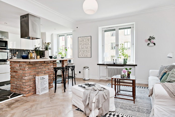 Wohnküchen-Designprojekt im skandinavischen Stil