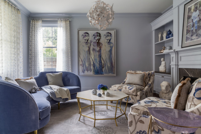 soft lavender living room