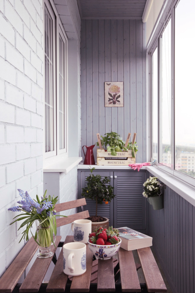 balcony in lavender colors