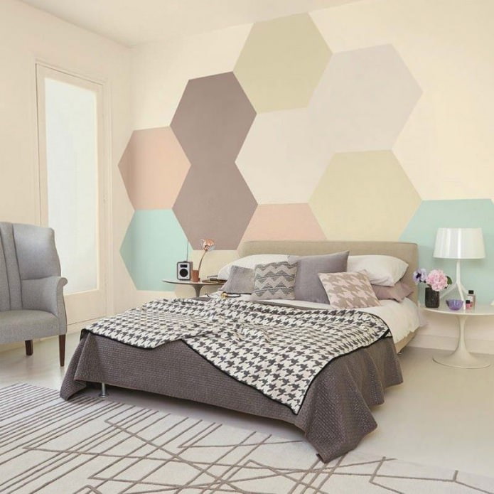 bedroom interior in pastel colors
