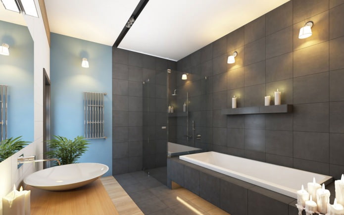 Mga grey tile sa banyo