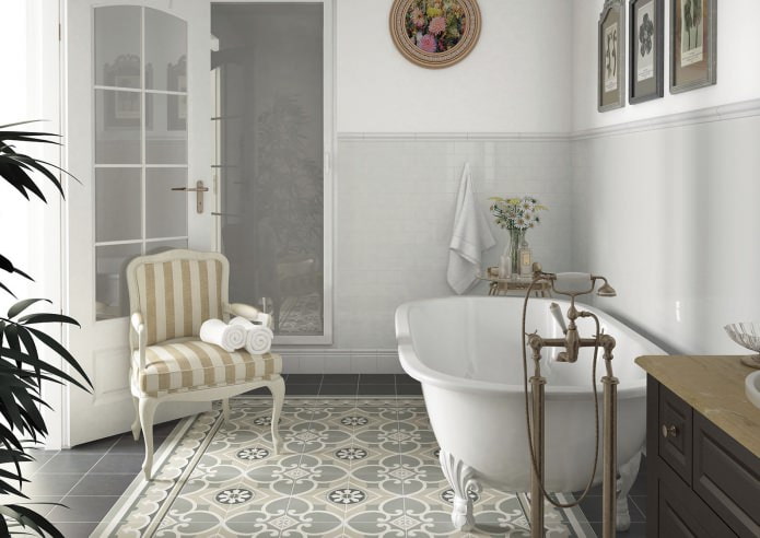grey country style tile na banyo