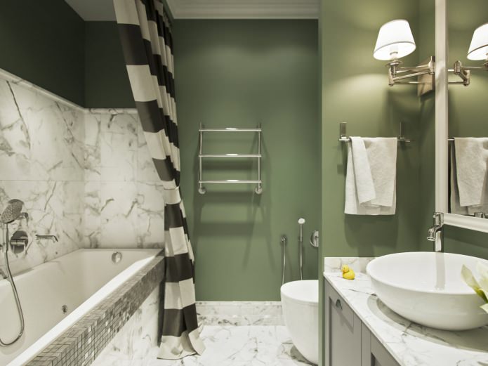 Zöld színű fürdőszoba 4 négyzetméter. m.