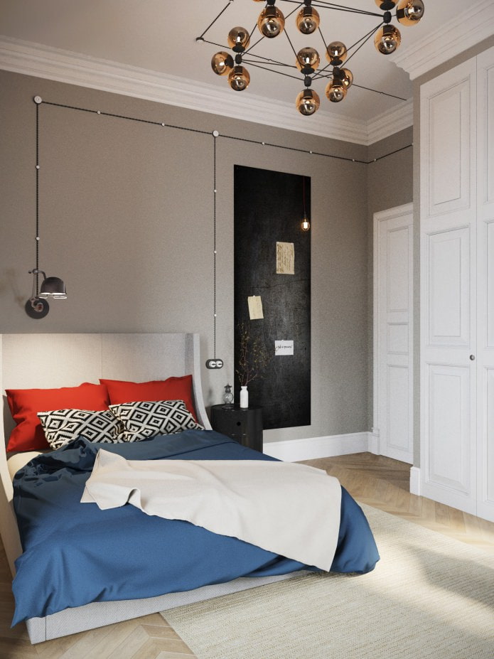 Schlafzimmer im Designprojekt einer Wohnung von 100 qm. m.