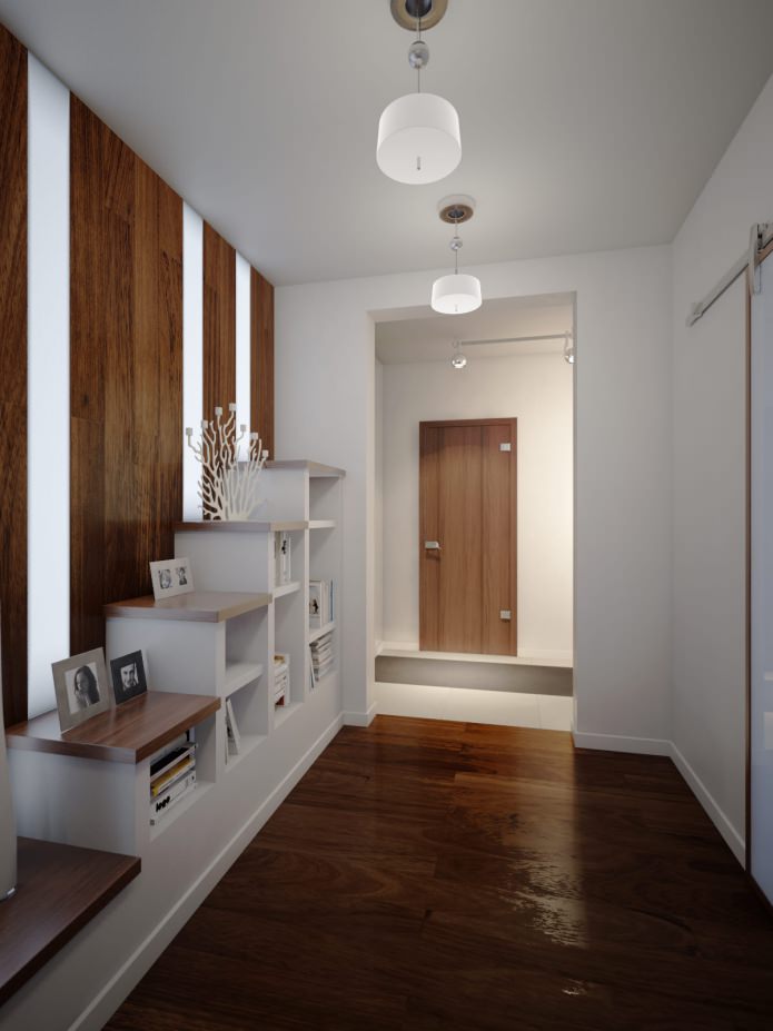 hallway design with shelving