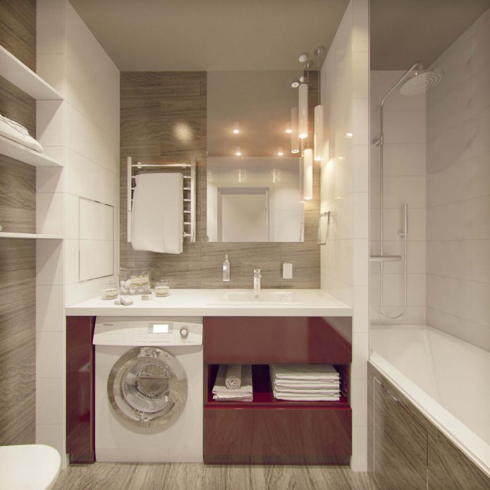 дизајн купатила са машином за прање веша