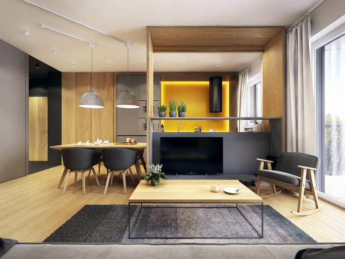 Kitchen-living room design in the apartment