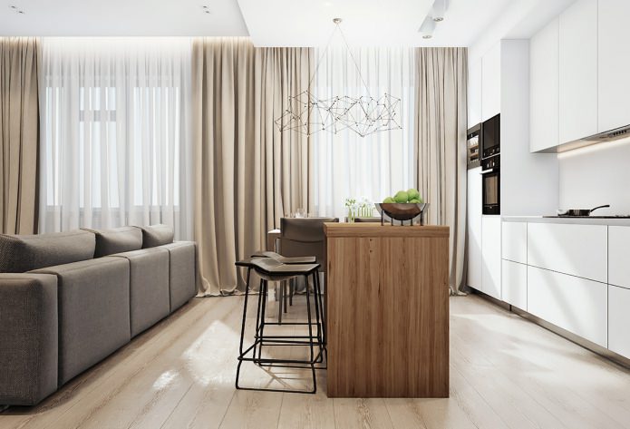 Küche-Wohnzimmer-Interieur im modernen Stil