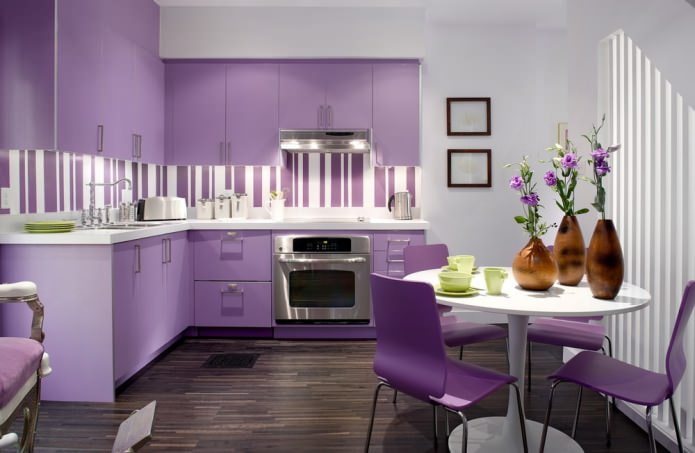 Lilac kitchen interior