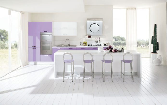 White-lilac kitchen interior