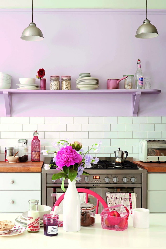 การออกแบบห้องครัวสีม่วง