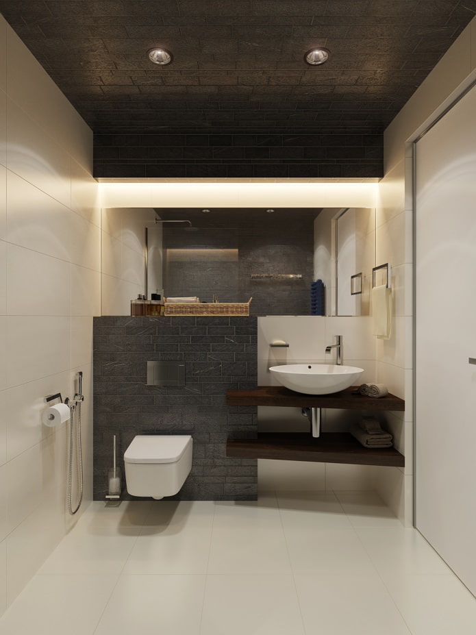 Design eines Badezimmers in einem Studio-Apartment