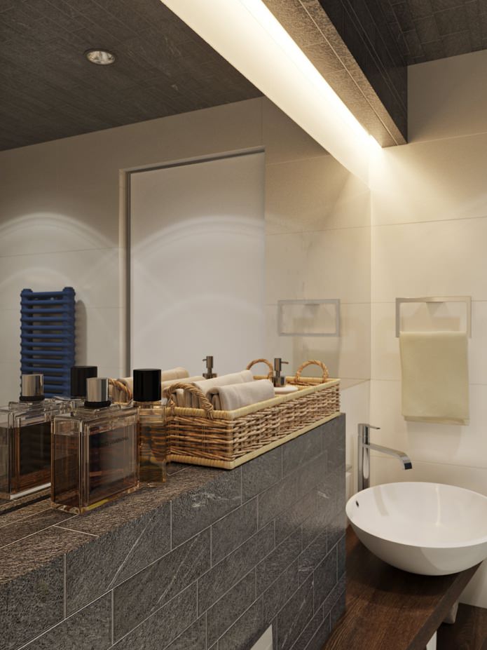 Design eines Badezimmers in einem Studio-Apartment