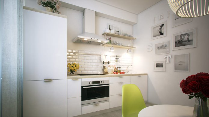 kitchen in the design of a one-room apartment of 40 sq. m.