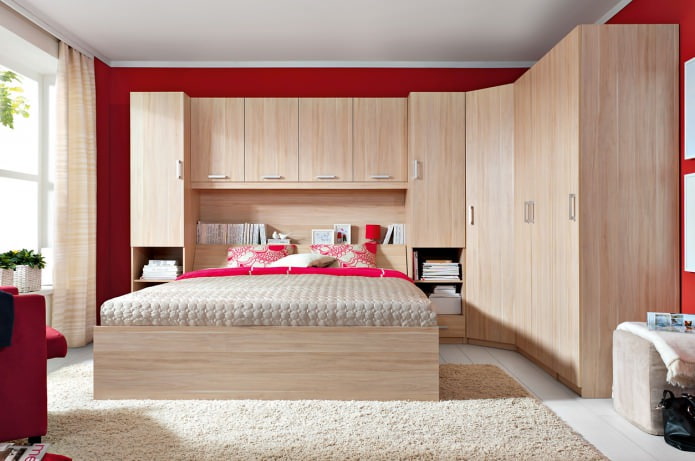 Corner wardrobe design in the bedroom