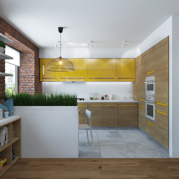 kitchen design in an apartment of 65 sq. m.