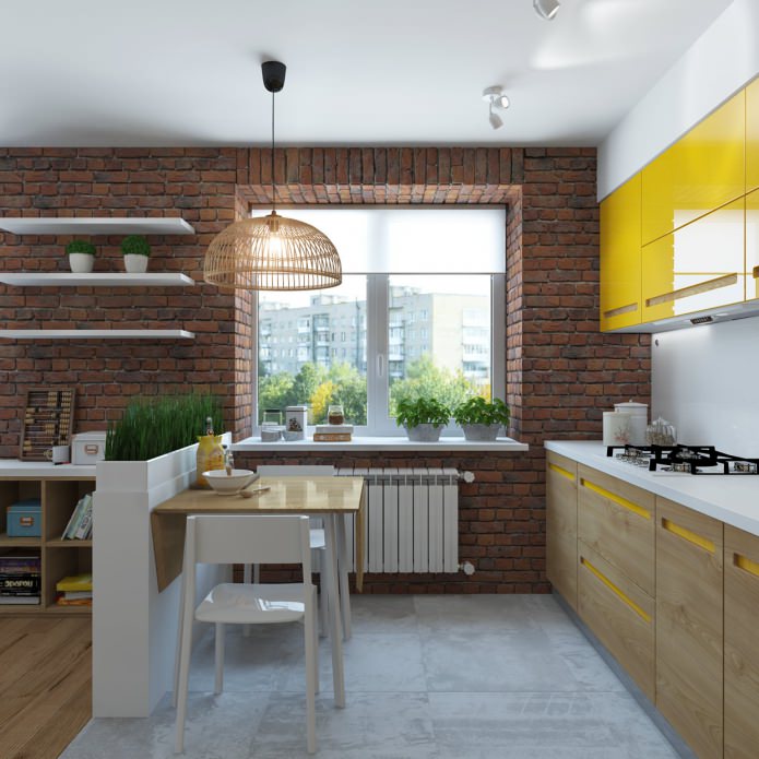 kitchen design in an apartment of 65 sq. m.