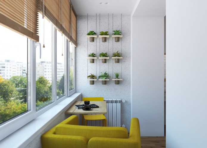 Balkon kombiniert mit einem Schlafzimmer im Projekt einer Wohnung von 65 qm. m.