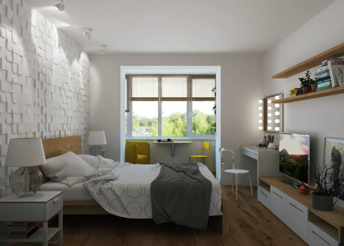 Bedroom in the project of an apartment of 65 sq. m.