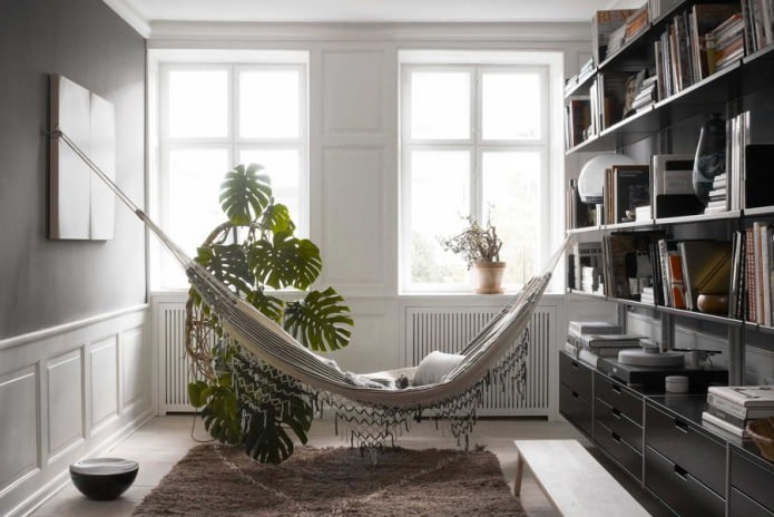 hammock in the interior of the apartment