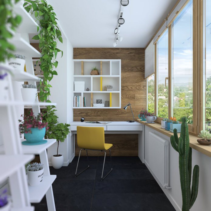 loggia design in a one-room apartment