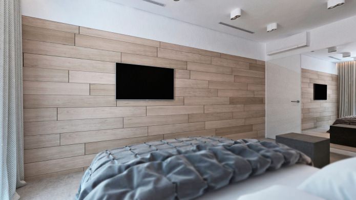 bedroom in the interior of a three-room apartment