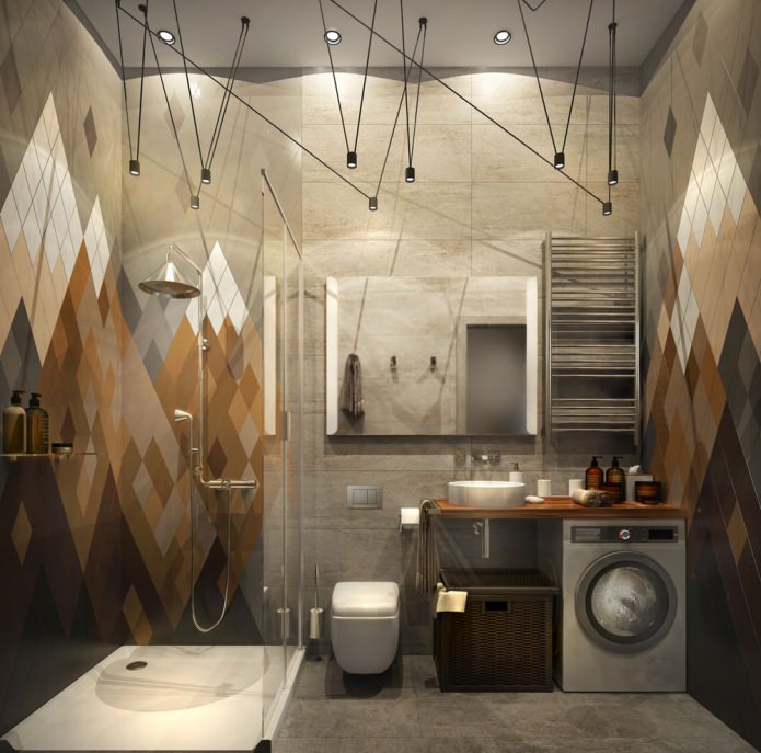 Badezimmer im Design einer kleinen Wohnung von 15 qm. m.
