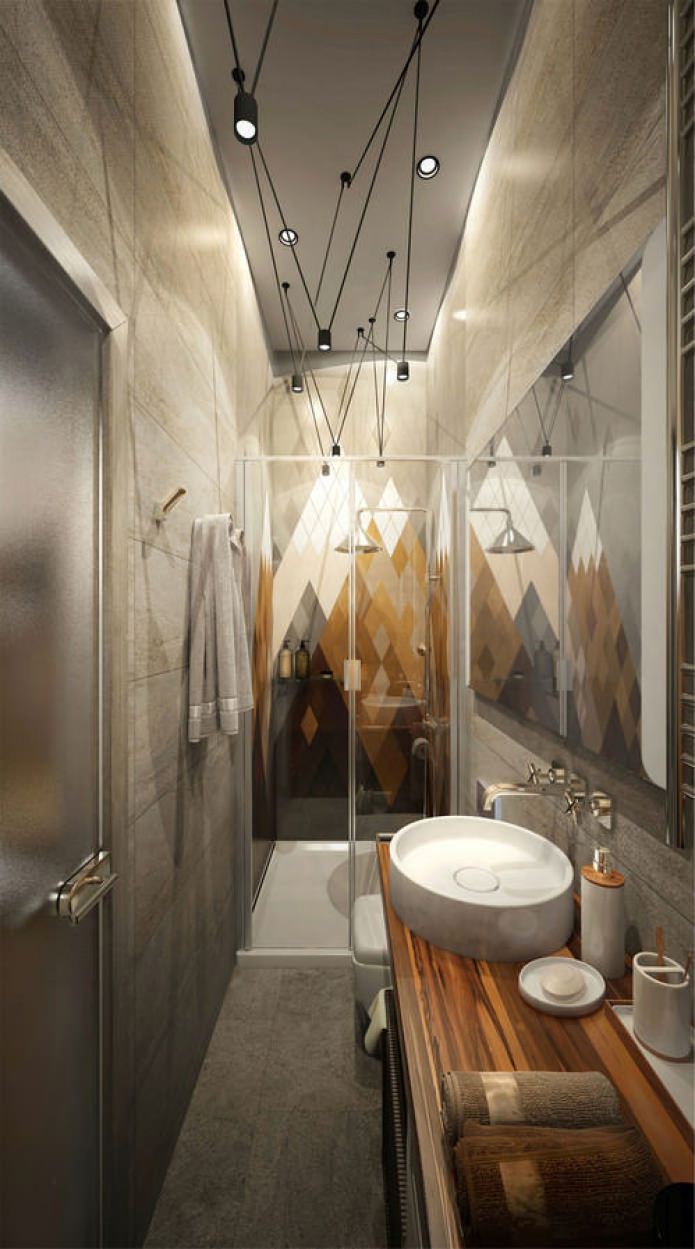 bathroom in the design of a small apartment of 15 sq. m.